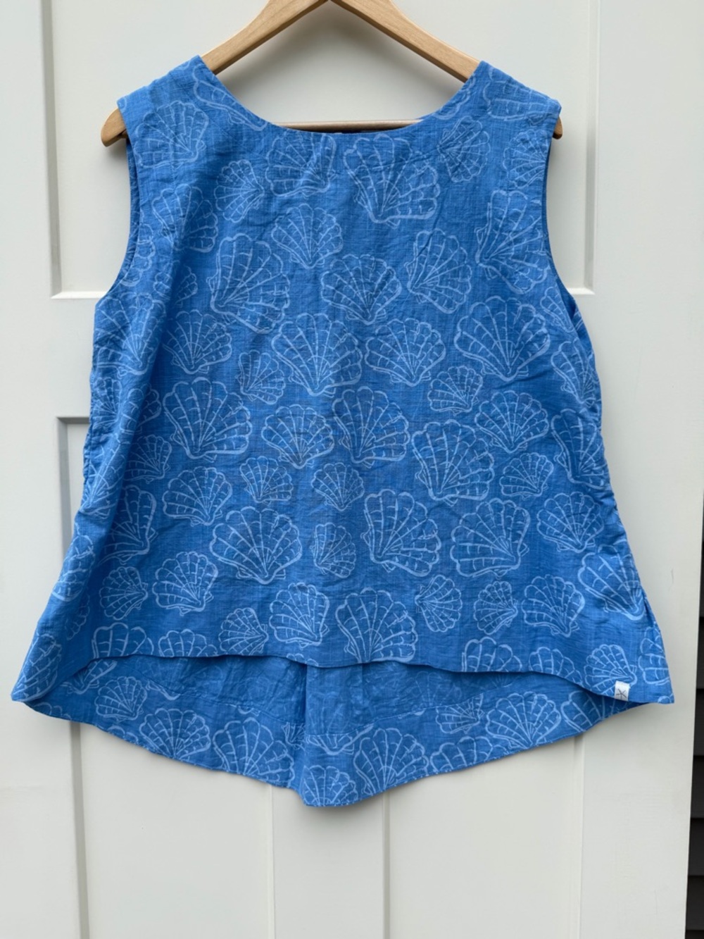 West Indies Wear Coastal Blue Shell-Print Sleeveless Tank Top 100% Cotton Large